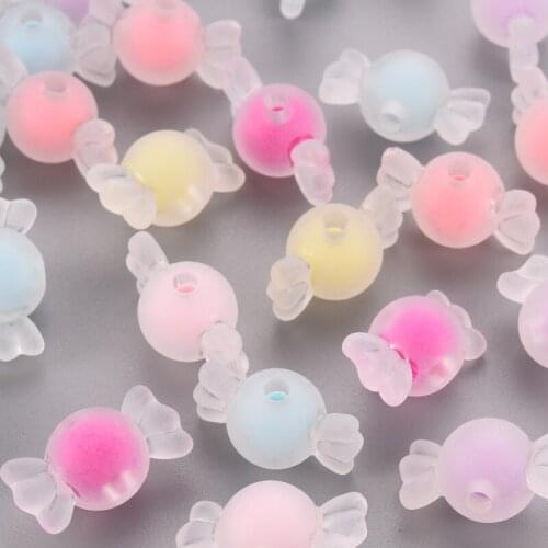 500g Transparent Acrylic Beads Frosted/AB Color Bead in Bead Candy Mixed Color 11.5x21.5x11.5mm Hole: 2.5mm, about 393pcs/500g