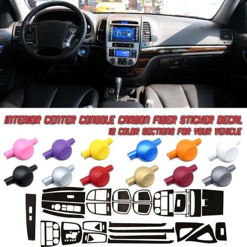 5D Gloss Carbon Fiber Vinyl Film Interior Center Console Sticker For Hyundai Santa Fe 2006-2012