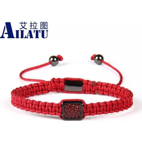 Ailatu Mens Jewelry Genuine Python Leather Stingray Macrame Bracelet for Couples