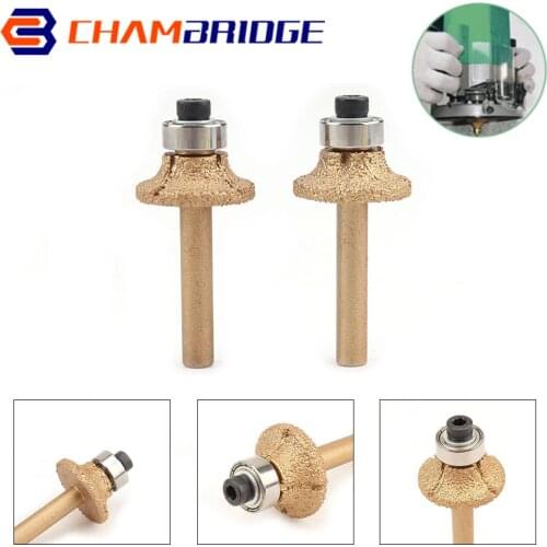 1pc Diamond Router Bits With 6mm Round Shank for Granite Marble Router Cutter Profiling Cutting Stone Edge Engraving Tools