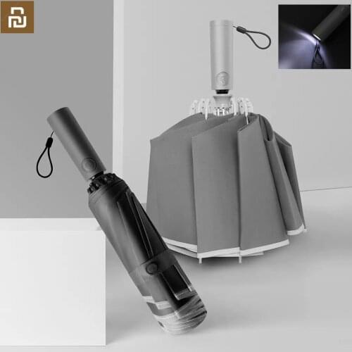 Konggu Reverse Automatic Lighting Umbrella 10Ribs UV protection Sunny Rainy Umbrella Safety Reflective Tape Portable Paraguas