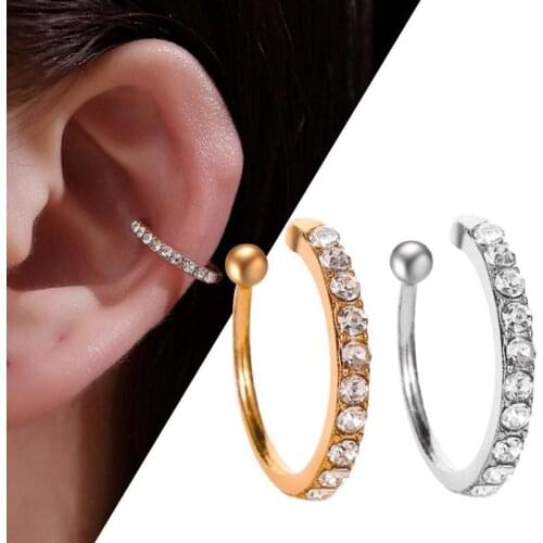 Women Ear Clips New Gold Zircon Clip On Earrings Women Jewelry Clips Party moda 2019 pendientes Ear Wedding Accessories muj L5V7