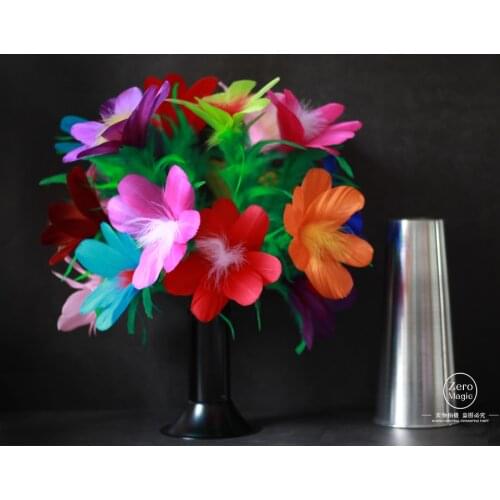 Deluxe Feather Flower Botania,For Professional Magician Stage Cylinder Appearing Flower Bush Comedy Illusion, Magic Tricks