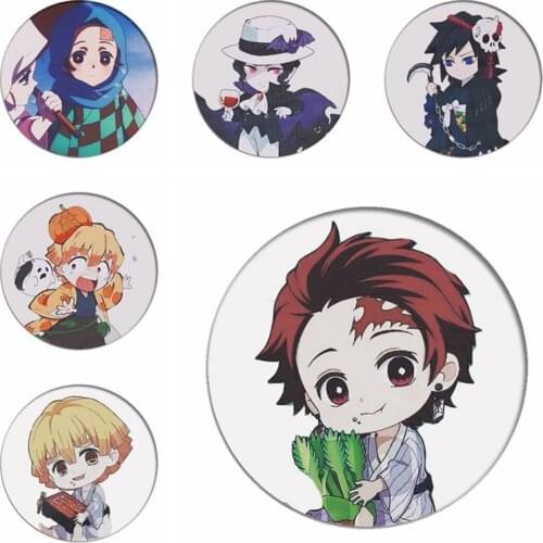 Demon Slayer Cosplay Backpack Badges Tomioka Giyuu Brooch Pins Kimetsu no Yaiba Q Style Collection Toys Breastpin for Bags