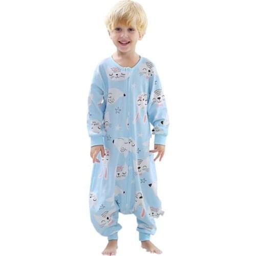 Kids Sleeping Bags Children Long Sleeve Spring Autumn Bed Split Legs Sleepsack Baby Toddler Cartoon Cotton Gowns Swaddle Sack