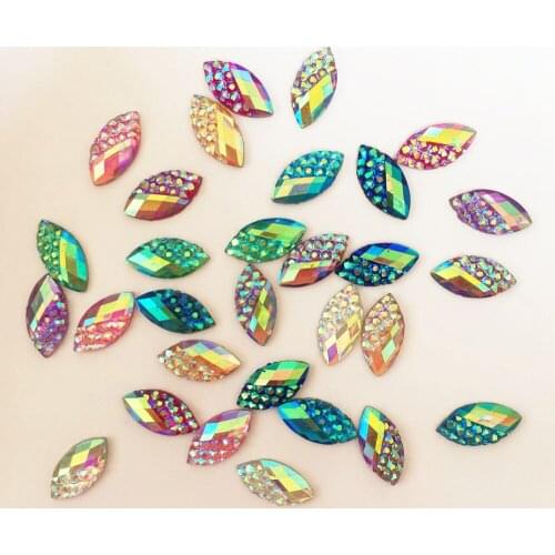 DIY 250pcs 6*12mm AB Horse Eye Resin Tortoise Flatback Rhinestone Wedding Crafts DIY Resin Ornaments PR70*5