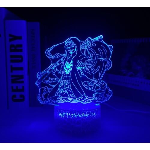 Trafalgar Law Anime Figure 3D White Base LED Nightlight Table Lamp Colorful Nightlight Cool Birthday Gift Bedroom Decor Light