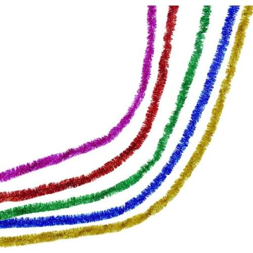 230cm Christmas Garland DIY Xmas Tree Ornaments Blue Gold Silver Wire Tinsel Party Supplies Wedding Birthday Festival Decoration