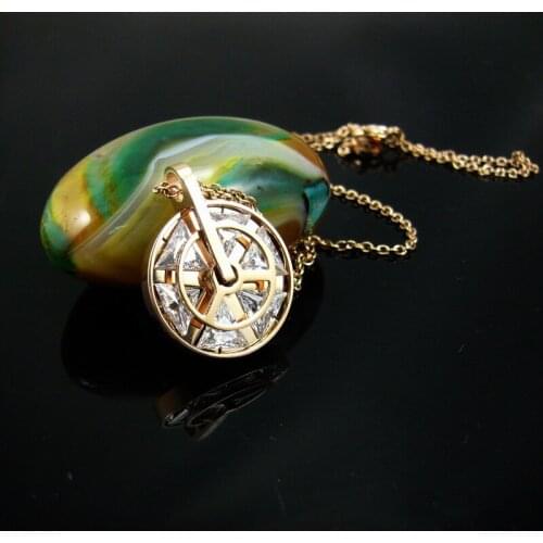 Hot Sale Six Clear Cubic Zirconia Rose Gold Color Stainless Steel Necklaces