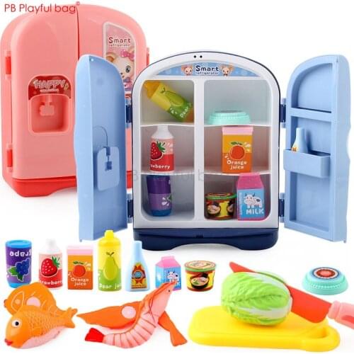 Playful bag Double door refrigerator toy Childrens simulation kitchen toy Boy Girl cooking mini props Christmas gifts AA74