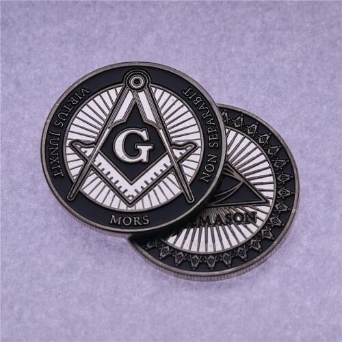 Square Compass Freemason All Seeing Eye Case Fraternity Metal Crafts Gift Collection Masonic Challenge Coin