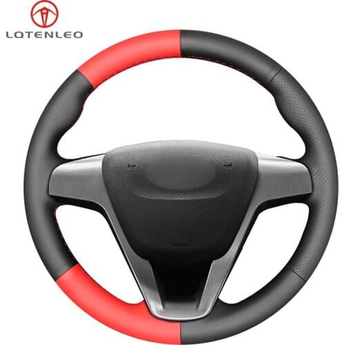 LQTENLEO Black Artificial Leather Hand-stitched Car Steering Wheel Cover For Lada Vesta 2015 2016 2017 2018 2019 Xray 2015-2019