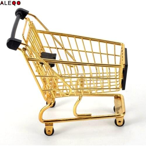 Mini Metal Rose Gold Storage Basket Chic Nordic Elegant Shopping Cart Style Candy Storage Basket Desk Debris Organizer