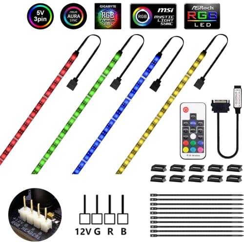 12V Addressable RGB LED Strip Light Kit, RGB Strip for PC Case Motherboard Asus Aura, Asrock,Gigabyte Fusion, MSI Mystic Light