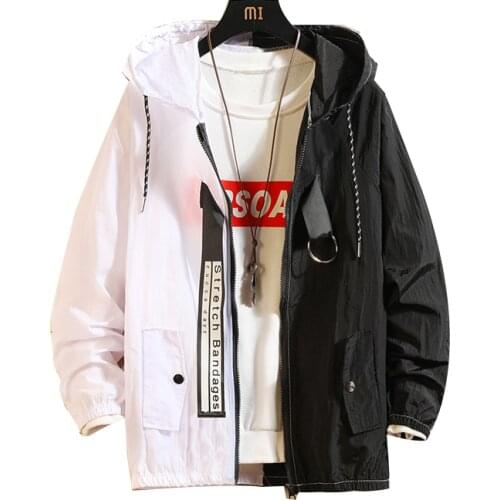 Mens Hooded Jackets 2021 Spring Causal Windbreaker Men Fashion Color Matching Sunscreen ClothesJackets Coats M-4XL