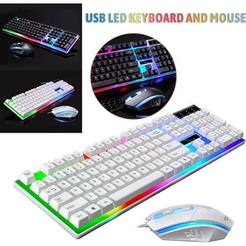 USB Wired Gaming Keyboard Mouse Set Rainbow LED Cool Computer Accessories For PC Laptop PS4 Xbox One 104 keys Keyboard & Mouse