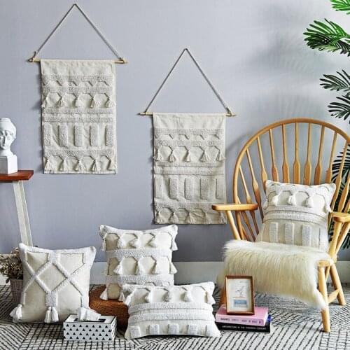 New Nordic Throw Tufted Pillow Case Hand embroidery geometry home decor Cushion Cover Sofa retro pillows cover 45x45cm/30x50cm