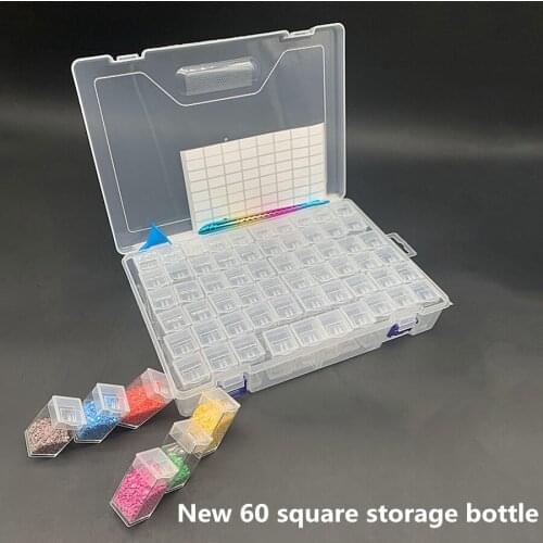 NEW 60/56 Bottles diamond painting storage box, portable bead storage box 60pcs container diamond painting accessories