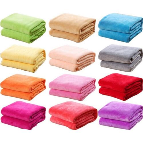 1PCS 50cm * 70cm Blanket Fleece Blankets For Throw Blanket Machine Washable Home Textile Solid random Color