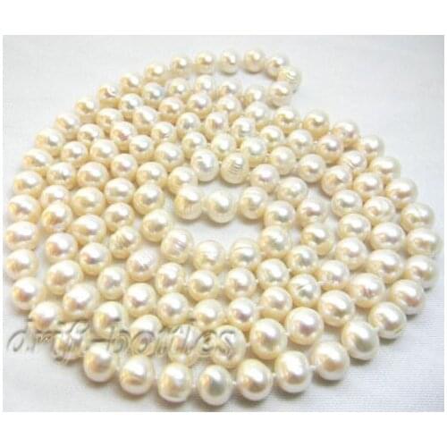 50''10MM White round Freshwater Pearl Necklace