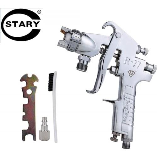 STARY 77P Pressure Feed Air Paint Spray Gun Silver Nozzle Size 2.5mm Easy Spraying and Clean Perfect for Beginner Drop shipping