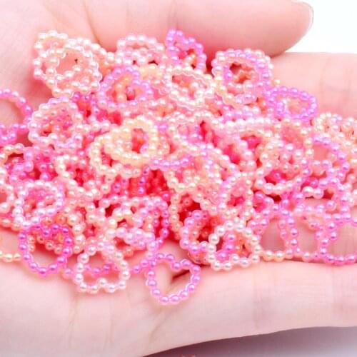 Half Heart 1000pcs 11mm Rainbow Imitation Pearl Art Resin Rhinestones Flatback DIY Crafts Jewelry Making Wedding Decoration