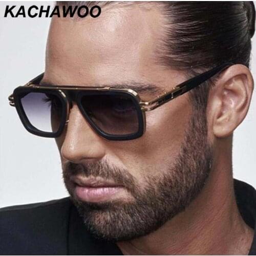 Kachawoo men square sunglasses retro style black brown uv400 metal sun glasses for women stylish high quality birthday gifts