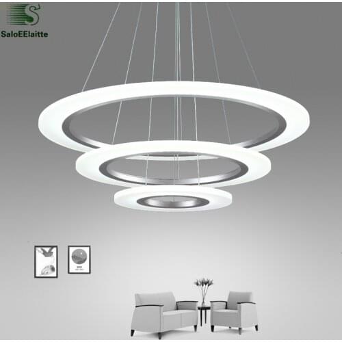 Modern DIY Aluminum Rings Led Pendant Lights Lustre Acrylic Bedroom Led Pendant Lamp Dining Room Cord Led Hanging Light Fixtures
