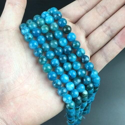 Natural Angelite Stone Dark Blue Beads Smooth Round Loose Spacer Bead For Making Jewelry DIY Bracelet 15'Strand 4/6/8/10/12mm