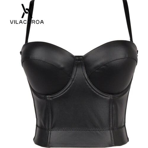 Black Tube Top Summer Skinny Crop Top Womens Clothing Sexy Party Club Pu Leather Camisole Female Spaghetti Strap Tank Camis