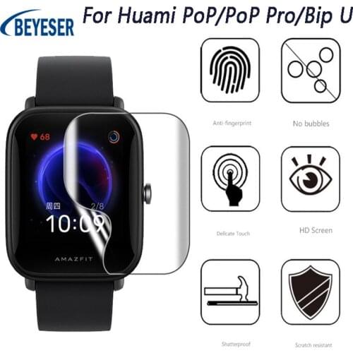 TPU 2pc Ultra-Thin Soft Film Clear Full Coverage Screen Protector Film For Huami POP/POP Pro/Bip U Smart Watch Protective Film