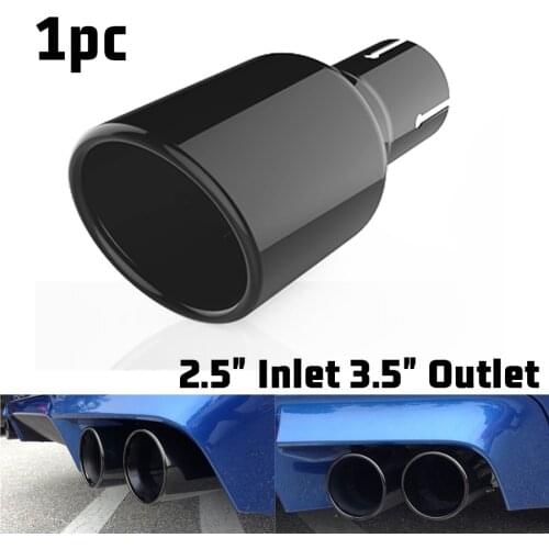 Universal 2.5" Inlet Car Exhaust Tip Auto Tail Pipe Muffler Nozzle Stainless steel Bevel Full Baking paint Black