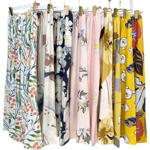 Spring Summer Sleep Wear Women Pajama Printed Loose Sleeping Bottoms Cotton Pants Female Ankle-Length Pants Lounge Home Wear
