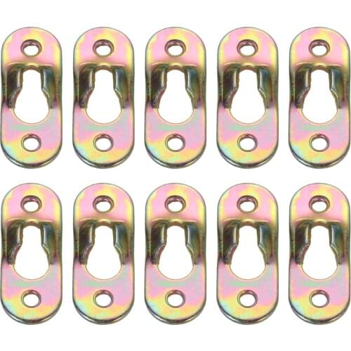 10Pcs Picture Hangers Metal Keyhole Hanger Fasteners For Picture Photo Frame Furnniture Cabinet 37mmx15mm color-plated zinc