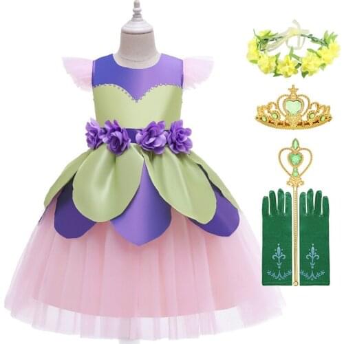 VOGUEON 2020 New Flower Princess Girls Dress Fairy Halloween Birthday Party Cosplay Costume Kids Fancy Princess Vestido Infantil
