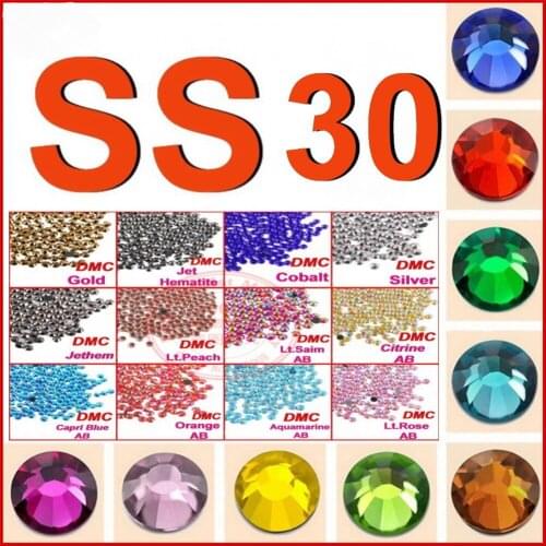 Top Grade ! SS 30 288pcs Clear Crystal Color DMC Hot Fix Rhinestone iron on Beads Jewelry for DIY Women Bride Wedding Clothes