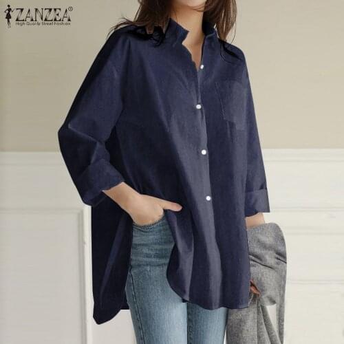 ZANZEA Women's Blue Shirts