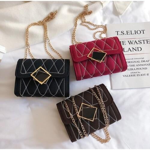 High Quality Women Fashion Hangbag Casual Chain Bags Female Messenger Flap Bag Square Crossbody Mobile Phone Case