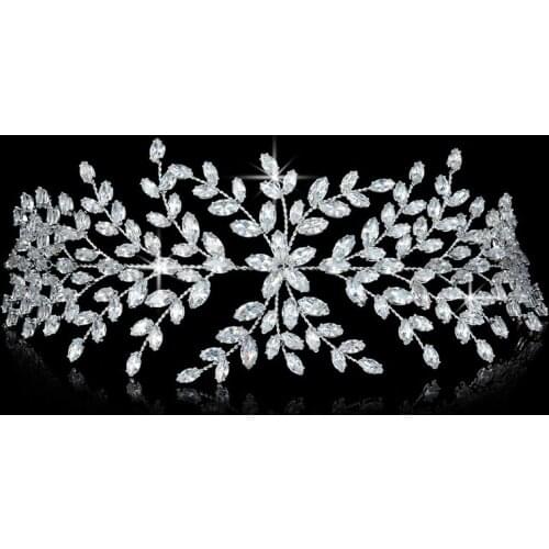 Luxury Bridal Crown Hairband Fashion Tiaras Bridal Wreath Wedding Headwear with Zirconia Hair Accessories Womens Soft Headdress