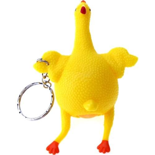 1pc Jokes Toys Stress Relief Novelty Funny Squeeze Tricky Gadgets Keychain Chicken Egg Laying Hens Cute Halloween Gifts