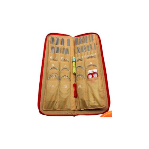 11/33/55sets Stainless Knitting Needles 43/65/80cm Circular and Straight Crochet Hooks With Bag