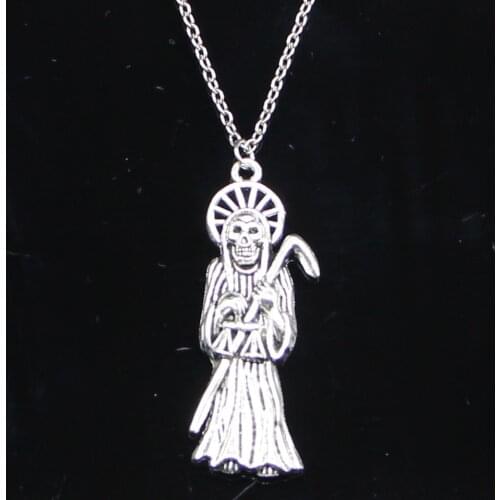 20pcs New Fashion Necklace 51x19mm grim reaper death Pendants Short Long Women Men Colar Gift Jewelry Choker