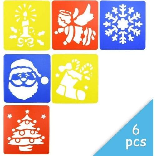 6pcs Christmas Animal Car Template Pattern DIY Children DIY Hollow Puzzle Painting Stencils Ruler Stencil Graffiti Copy Board