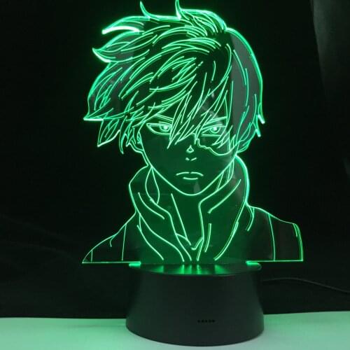 Academia Shoto Todoroki Face Anime My Hero Design Led Night Light Lamp for Kids Child Boys Bedroom Decor Acrylic Table Lamp Gift