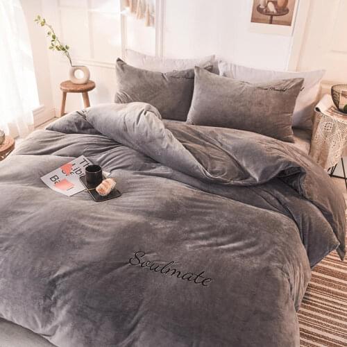 Velvet Duvet Cover for Bedroom Thicken Solid Color Simplicity Quilt Cover Bedding Set Duvet Cover Twin Queen King