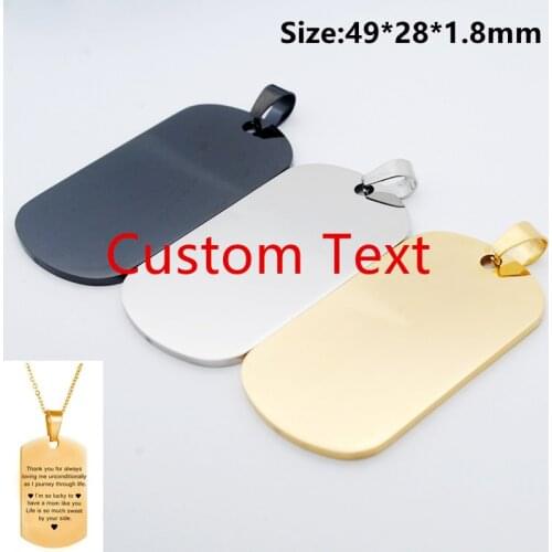 Customize Jewelry Personality Engrave Pictures Image Name 316L Stainless Steel Dog Tags Chain Mens Pendant Necklace