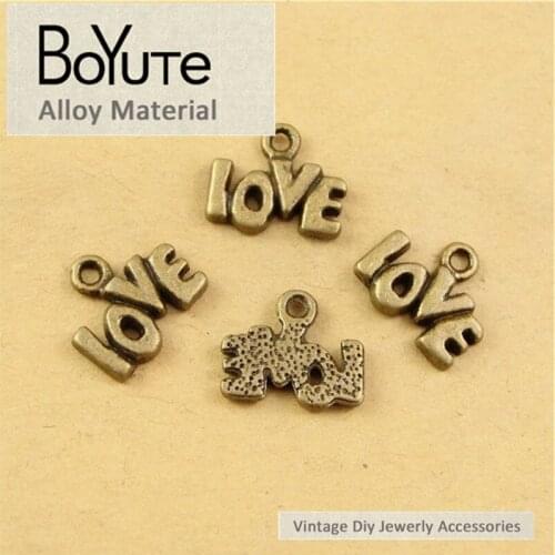 BoYuTe (100 Pieces/Lot) 12*10MM Zinc Alloy Antique Bronze Plated Word Letter Charms Pendants Jewelry Components