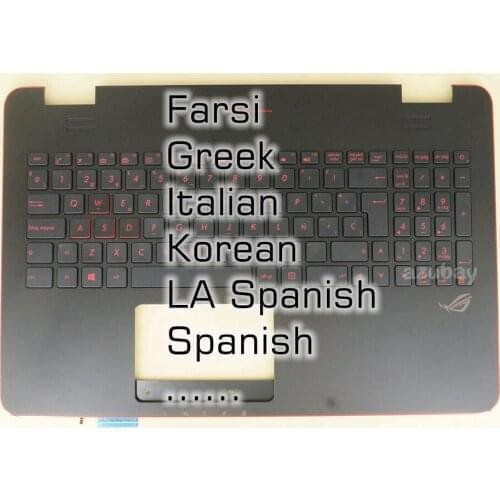 FS GK IT KR LA SP Keyboard Palmrest Case For ASUS NSK-UPQBC, 90NB06R2- R30090 -R30110 -R30240 -R30160 -R30170 Red Backlit