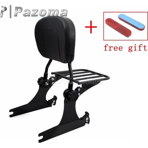 Black Motorcycle Sissy Bar Luggage Rack Detachable Passenger Backrest for Harley FXDF FXDWG FXDFSE 2008-later