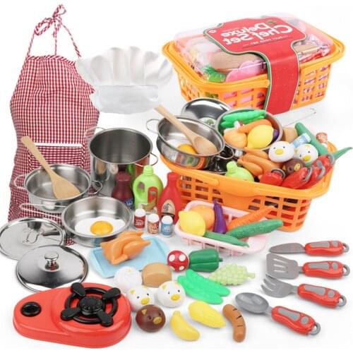 Children Kitchen Toys Simulation Kitchen Utensils Food Cookware Pot Pan Kids Doll Food Pretend Play Kitchen Set Toys For Girls